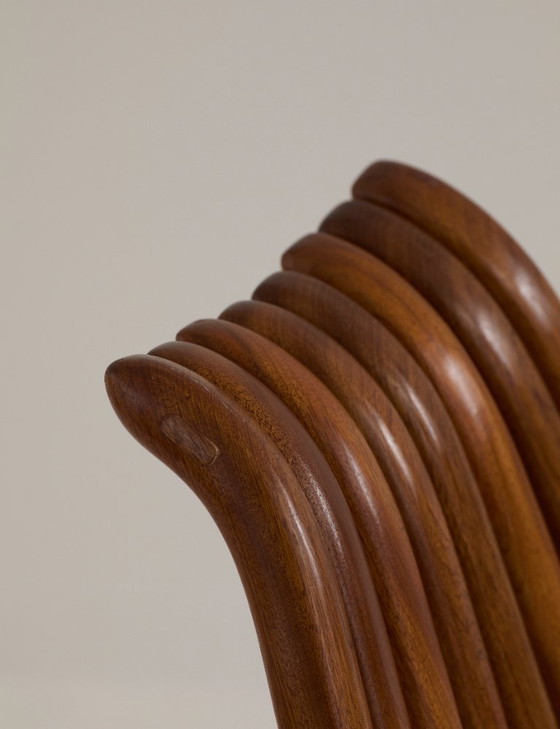 Image 1 of Vintage handcrafted folding chair in solid Iroko wood, circa 1970