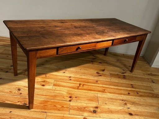 Antique oak country farmhouse table, 19th century