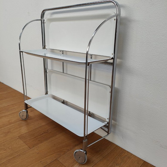 Image 1 of Vintage Barcart Drankkar Trolley Butlerwagen Serveerwagen. Opklapbaar