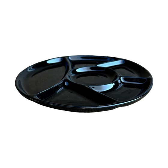 Image 1 of 10x New black sectioned appetizer plate, Germany 1990s