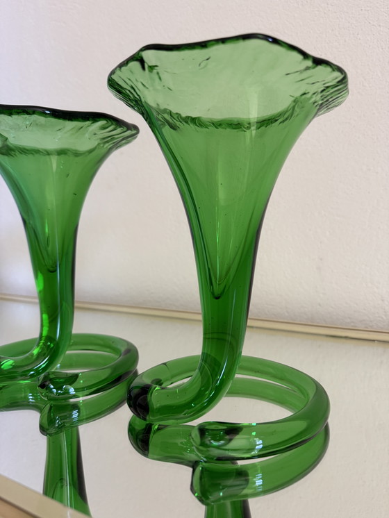 Image 1 of Vases cornet verre soufflé années 60