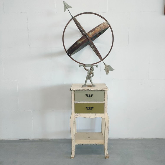 Image 1 of Vintage/Antieke gepatineerde zonnewijzer/ zonneklok Armillary tuindecoratie