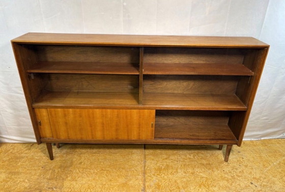 Image 1 of Vintage teak bookcase in mid-century retro style by Herbert E. Gibbs, 1960  Sleek • Stylish • Practical British design