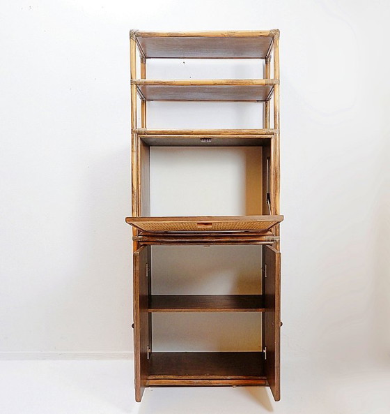 Image 1 of Étagère/Bar en bambou et rotin des années 70