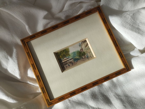 Image 1 of Miniature - Busy street with kiosk.