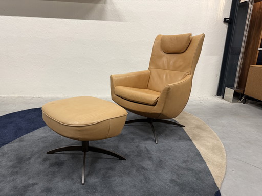 Fauteuil Relax Jori Griffon avec pouf en cuir Lotila