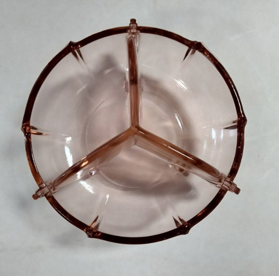 Image 1 of bomboniera vintage in vetro rosa a 3 scomparti