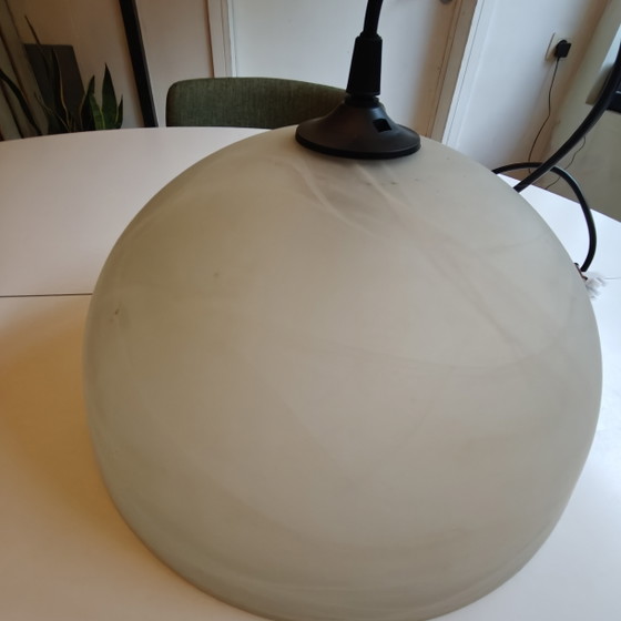 Image 1 of Vintage hanglamp van zwaar, wervelend glas – opnieuw bedraad – 30 cm