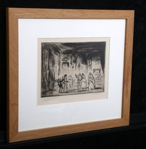 Teuber, Hermann - L'Avare (Scène de Molière) - Eau-forte - Encadrée - Signée à la main