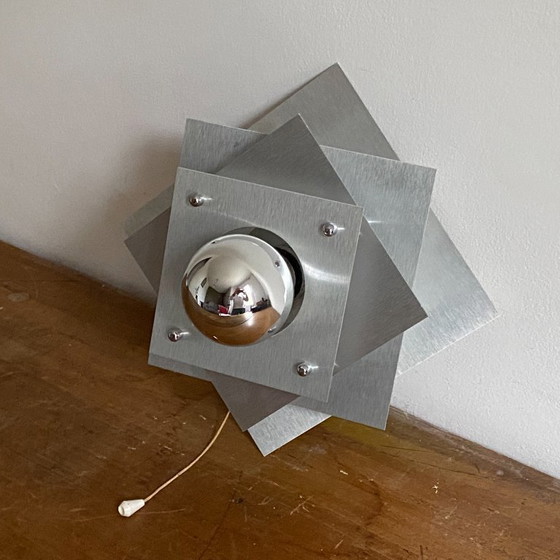 Image 1 of Wandleuchten im Stil des Weltraumzeitalters. 1970. Gebürsteter Edelstahl.