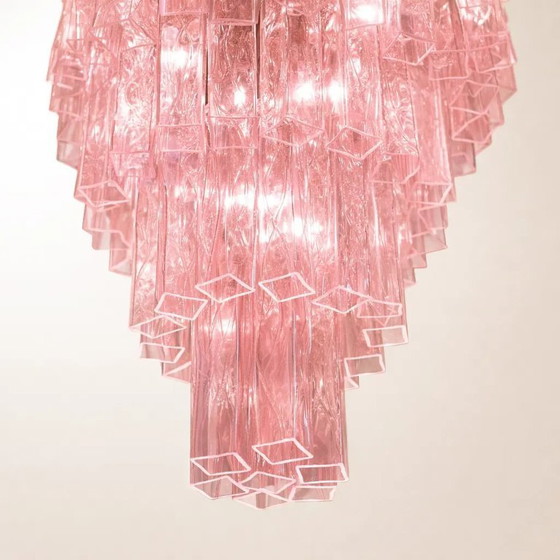 Image 1 of Contemporary Pink’ “Square Tubes” Murano Glass Chandelier