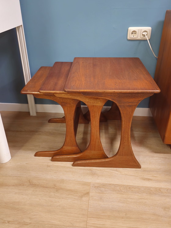 Image 1 of Vintage Teak Mimiset Nesting Bijzettafel Tafeltje 