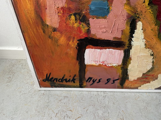 Image 1 of Modern Groot Olieverf Schilderij door Hendrik Nijs 1996