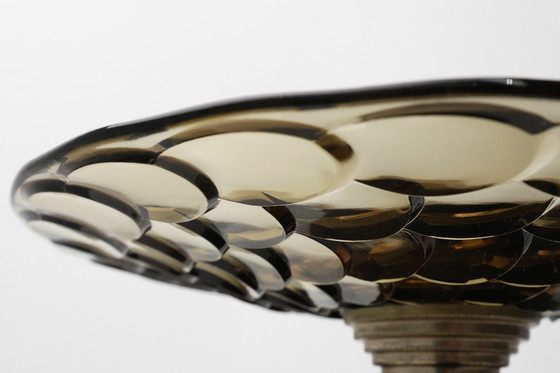 Image 1 of Fruttiera Art Déco in vetro, legno e metallo, Francia, anni '40