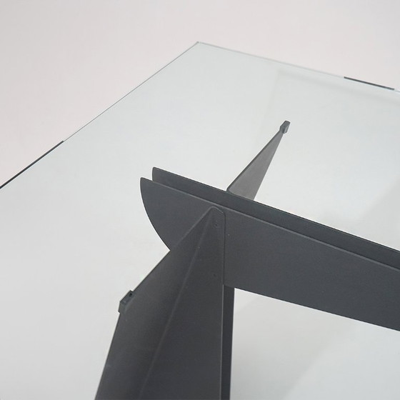 Image 1 of Glass and black metal table, 1970s