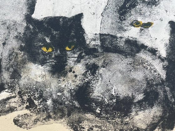 Image 1 of Leonor Fini – Gatos, litografía rara sobre papel Rives, circa 1970