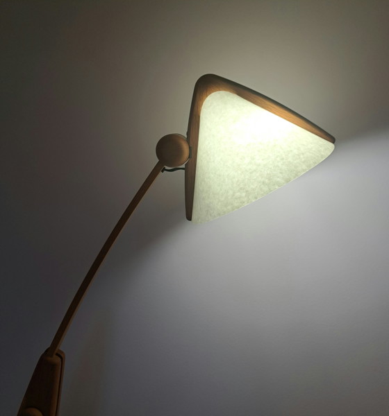 DOMUS 6703 – Zeldzame verstelbare eikenhouten vloerlamp | Vintage Duits design – Vloerlampen, Paper, Wood (photo 10 of 14)