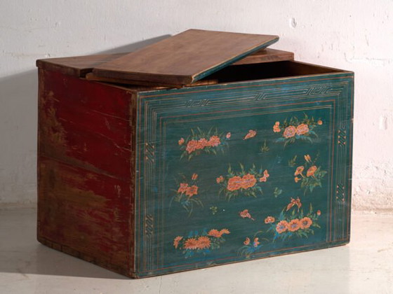 Baule cinese antico in olmo laccato verde – Cina, circa 1900 – Armadi contenitori (photo 22 of 40)