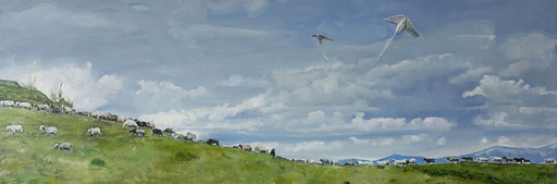 Original Oil Painting Contemporary Art Landscape Big Walk – schilderijen tekeningen, Canvas