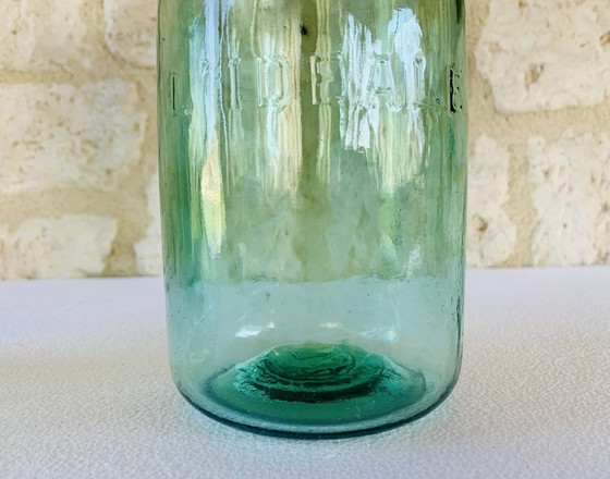 Image 1 of Vintage Franse potten in smaragdgroen glas van L'Ideale, jaren 1940, set van 2