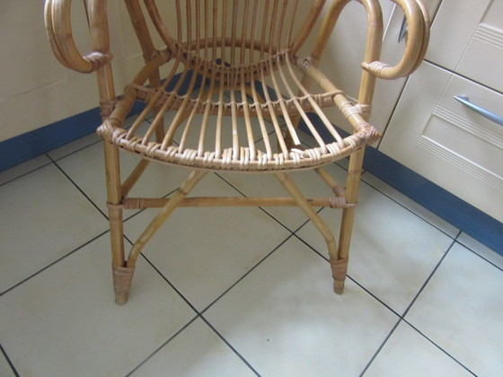 Image 1 of fauteuil moderne du milieu du siècle en rotin et bambou