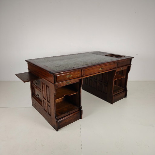 Escritorio antiguo de roble de Stolzenberg – escritorio con tapa enrollable – ca. 1880