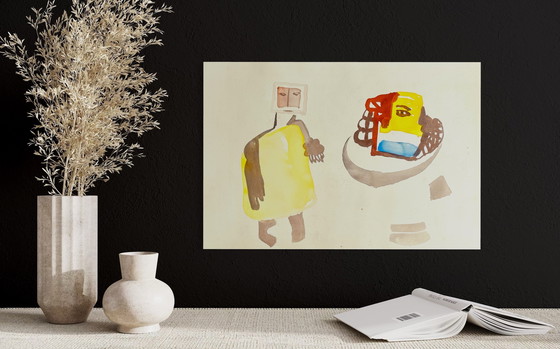 Image 1 of Marcus de Vestele abstracte compositie met figuren circa 1975