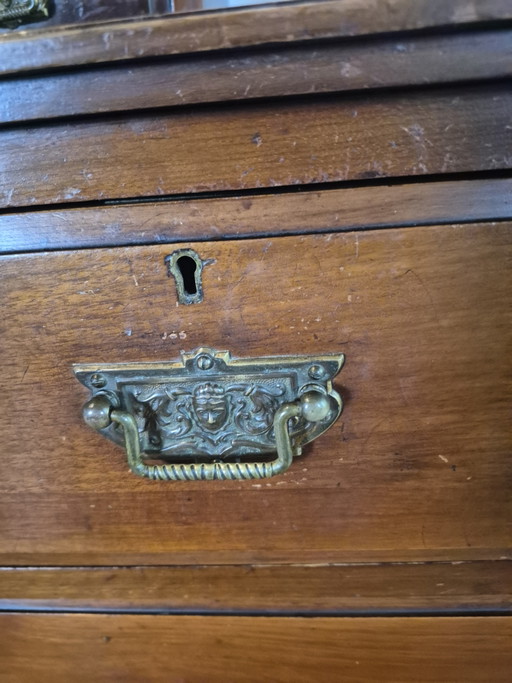 Cómoda antigua inglesa de caoba estilo georgiano con armarios superiores originales – Circa 1780 – ladekasten (photo 2 of 10)
