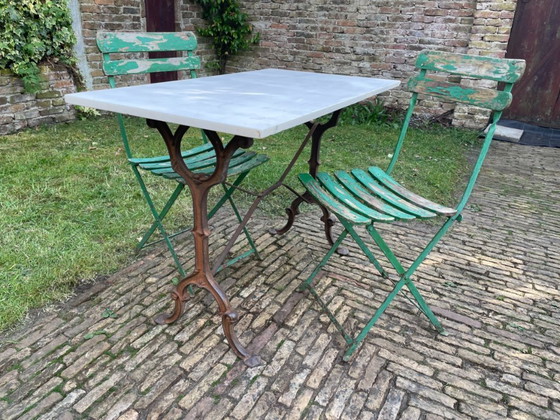 Image 1 of Tavolo da giardino Tavolo da bistrot con marmo antico francese
