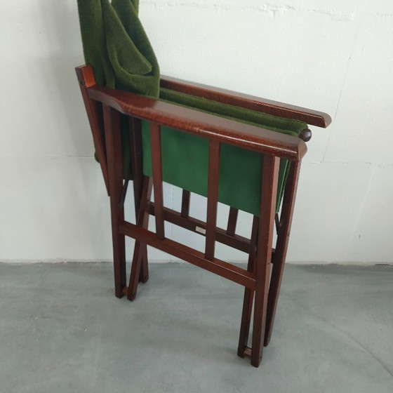 Image 1 of Unique and Rare 1950s Green Brothers 'Foldable' Directors' Chairs Bridge Table Set