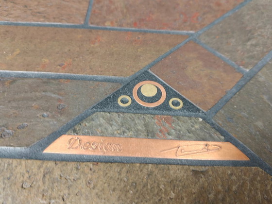 Image 1 of Tavolino brutalista in pietra d'ardesia, anni '80