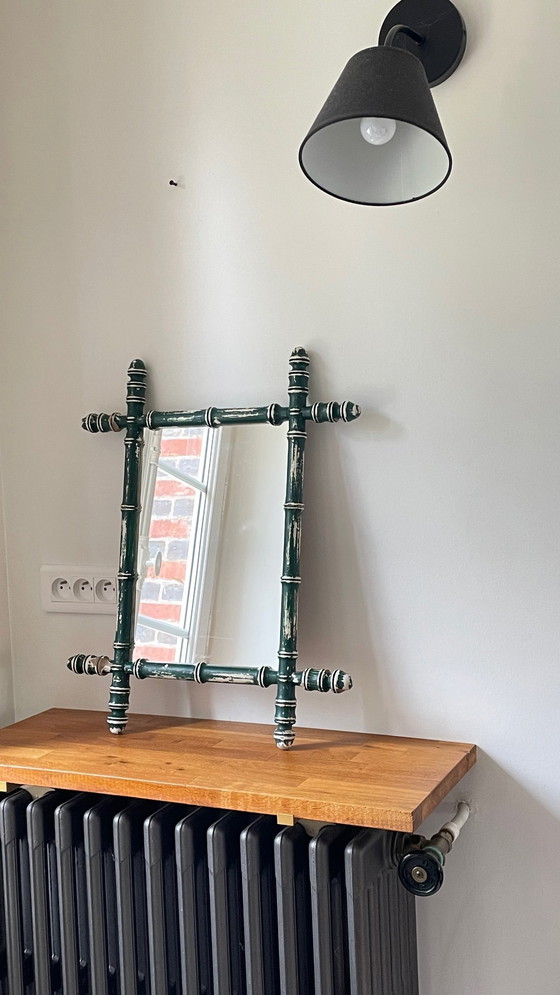 Image 1 of Specchio antico chiamato bambù patinato vintage Francia