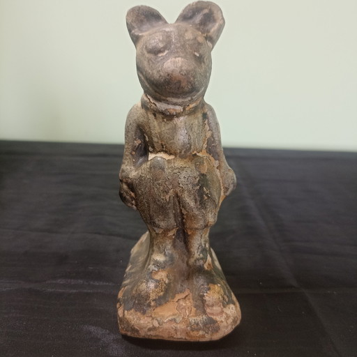 Zeldzame Pre-War 'Bootleg' Mickey Mouse (Jaren '30) – Franse Volkskunst – beeldhouwkunst, Ceramic