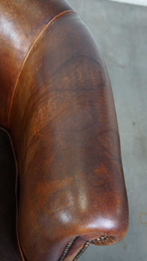 Image 1 of 2 x Cognacfarbener Clubsessel aus Schafsleder