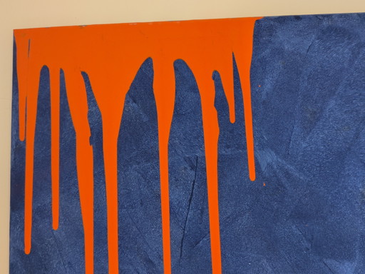 Blue and orange abstract painting