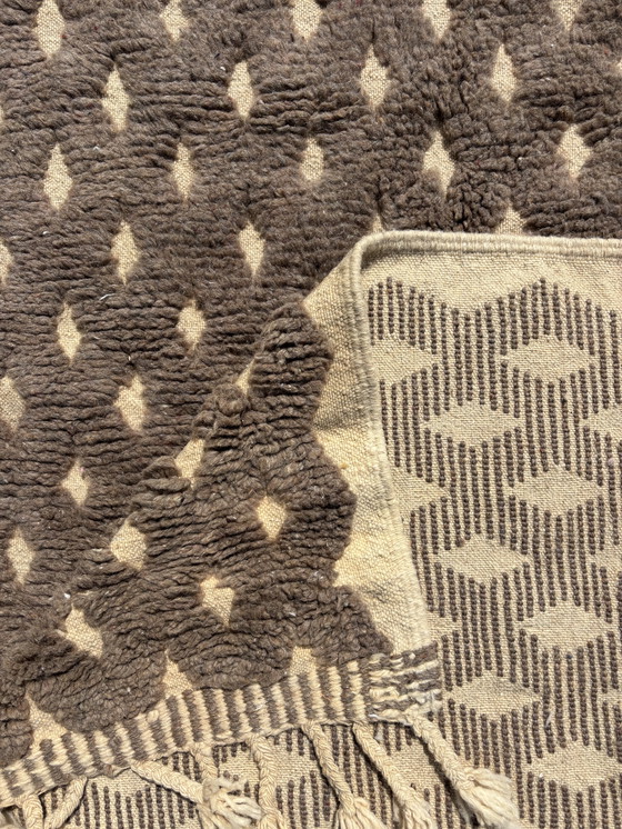Image 1 of Tapis de laine marocain Boho 180x270 cm - Tons neutres avec motifs de losanges