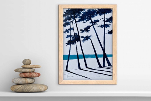 Ink and acrylic on framed paper. – schilderijen tekeningen (photo 2 of 9)