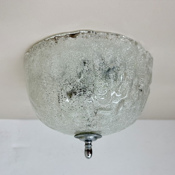 Image 1 of Vintage matglazen plafondlamp , jaren 1970