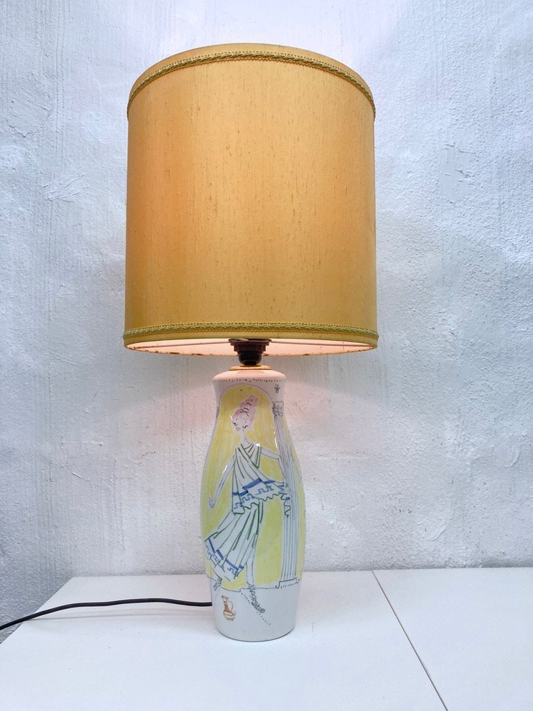 Italian ceramic table lamp from the 50s design Milvia Quadrifoglio