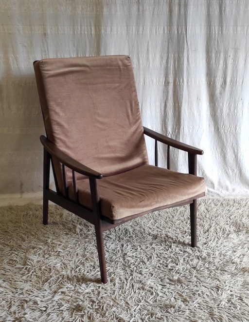 Fauteuil style scandinave en bois massif - années 60/70