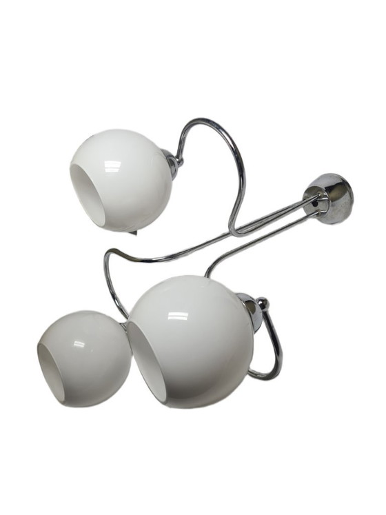 Lampadario in stile Art Déco, Polonia, anni '70 – Glass, Chrome (photo 6 of 10)