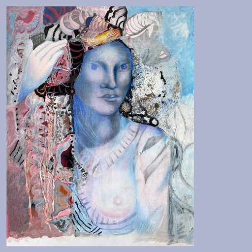 Erotic expressionist portrait of N.Boéri Véfour. France 60's