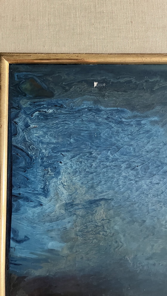 Image 1 of Vintage Oil Painting by W. Baele – Moody Seascape, Mid-Century Framed