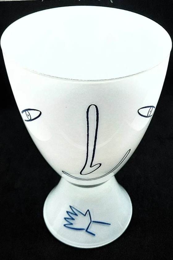 Image 1 of (W016) Vase Ritzenhoff Petit-Roulet blanc à motif abstrait