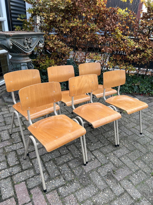 6 sedie scolastiche anni settanta 