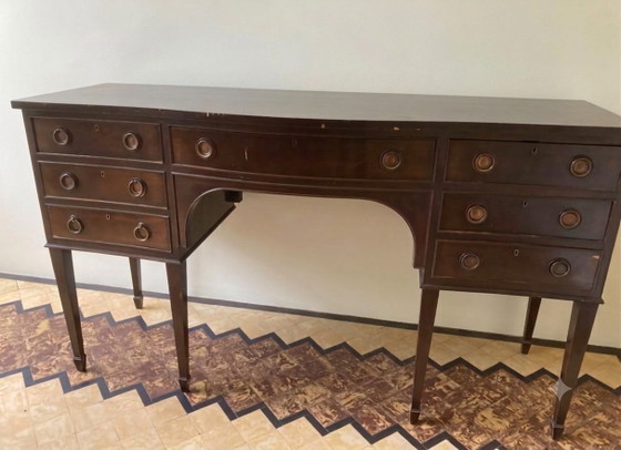 Antique-style Mahogany Sideboard (Hepplewhite / Baker Style) – Storage cabinet, Wood, Metal (photo 4 of 5)