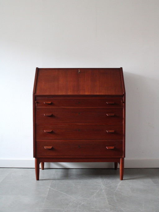 Vintage Deense secretaire in teak – bureau, Wood
