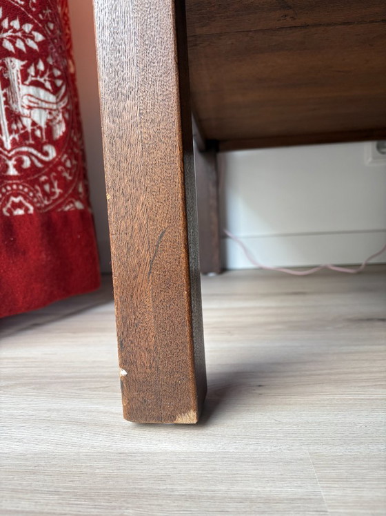 Houten bijzettafel met tegelblad, Keramiek, Bruin, Vintage (foto 4 van 7)