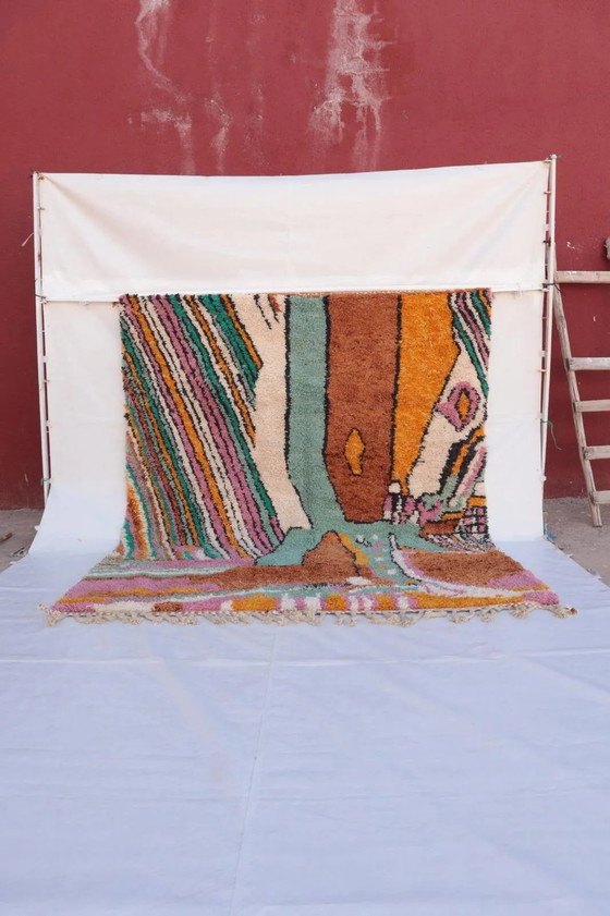 Abstract and Colourful Beni Ouarain Rug, Handmade in Wool, 300x200cm – Rugs & carpets, Modern (photo 2 of 11)