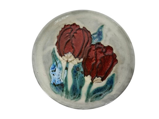 Piatto da parete Ruscha Ceramics - Flower Power - terracotta - Germania Ovest - anni '70